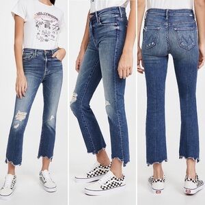 Mother Superior Denim Insider Crop Step Chew Jeans in Dancing on Coals size 27